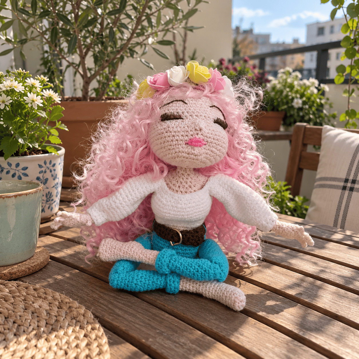 Patrón muñeca haciendo yoga